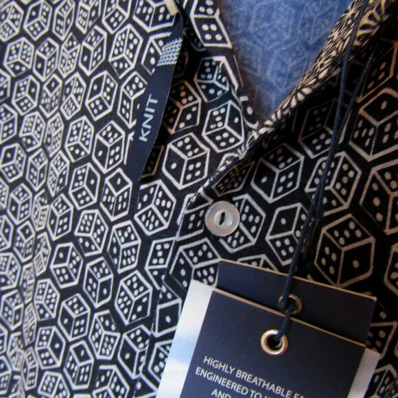 Stone Rose men's size M short sleeve button down Knit Shirt, navy - Picture 4 of 7